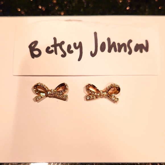 Betsey Johnson Jewelry - Betsey Johnson bow earrings with rhinestones